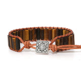 Tiger Eye Natural Stone Beads Leather Wrap Bracelet