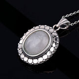 S925 Moonstone Vintage Texture Necklace Engagement Party