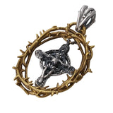 S925 Pure Silver Cross Skull Pendant American Thai Male Lady Small Drop