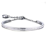 Stainless Steel Heart Bracelet with Semi-Precious Stones - 3 Colors