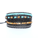 Women Boho Bracelet Natural Stone 5X Leather Wrap Beaded Jewelry