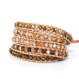 Boho Leather Wrap Bracelet with Tiger Eye Beads