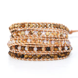 Boho Leather Wrap Bracelet with Tiger Eye Beads