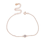 Delicate 925 Sterling Silver Single Stone Chain Bracelet for Girl