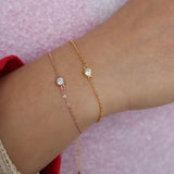 Delicate 925 Sterling Silver Single Stone Chain Bracelet for Girl
