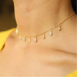Delicate CZ Drop Mini Charm Choker Necklace for Wedding