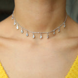 Delicate CZ Drop Mini Charm Choker Necklace for Wedding
