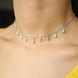 Delicate CZ Drop Mini Charm Choker Necklace for Wedding