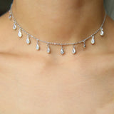 Delicate CZ Drop Mini Charm Choker Necklace for Wedding