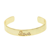 Valentines Engraved CZ Love Letter Cuff Bangle Bracelet