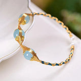 Aquamarine Beaded Bracelet for Women Jewelry