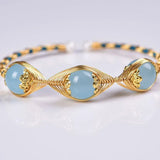 Aquamarine Beaded Bracelet for Women Jewelry