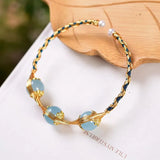 Aquamarine Beaded Bracelet for Women Jewelry