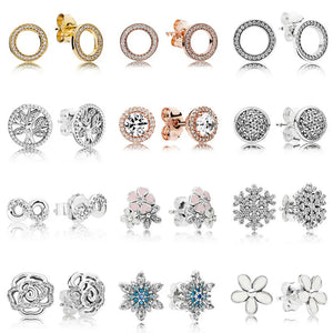925 Sterling Silver Peach Snowflake Tree of Life Earrings