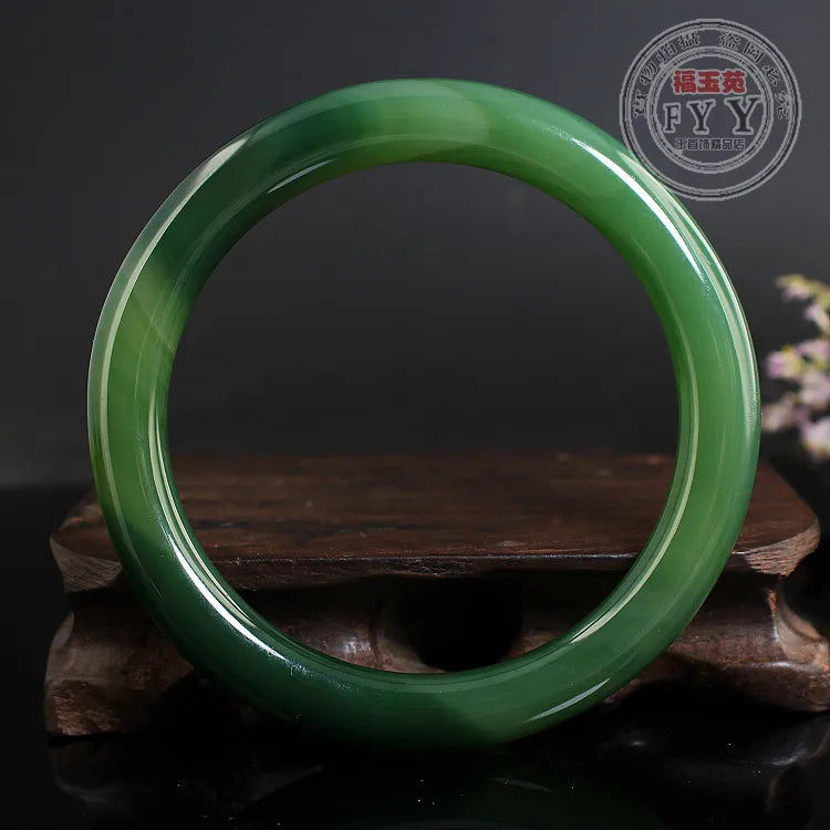 Real Green Jade Bangle Round Bracelets Natural Jade Bangles