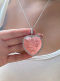 Heart Pink Crystal Tourmaline Pendant Necklace for Women Fine Jewelry