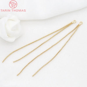 6PCS 63MM 24K Brass Box Chain Earrings Tassel Jewelry Findings
