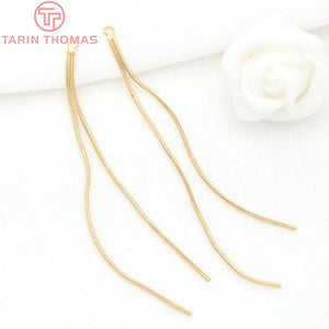 6PCS 63MM 24K Brass Box Chain Earrings Tassel Jewelry Findings