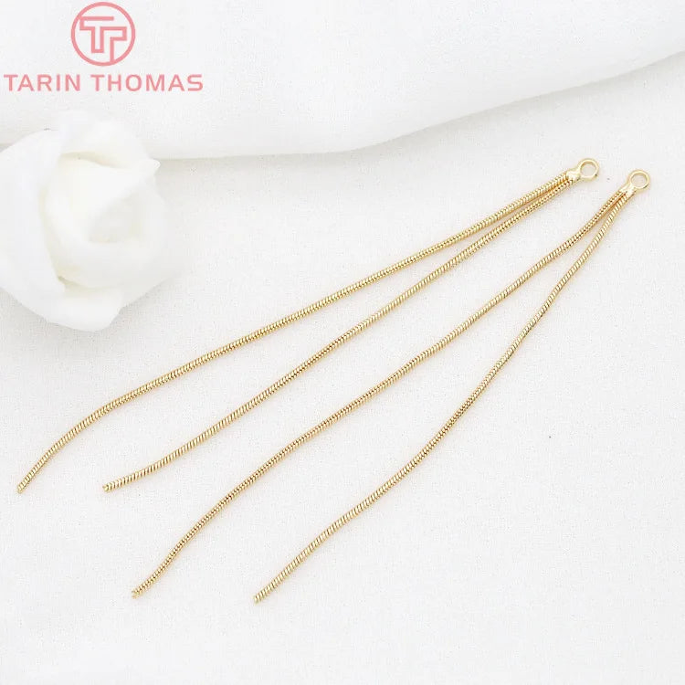 6PCS 63MM 24K Brass Box Chain Earrings Tassel Jewelry Findings