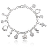 925 Silver Charms Bracelet Bangle with Zircon Women's Jewelry