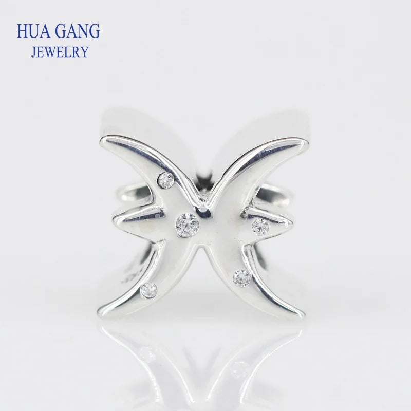 925 Silver Pisces Star Sign Beads Charms for DIY Bracelet Making