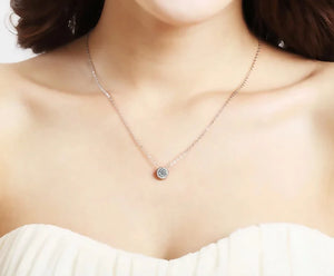 925 Silver Round CZ Pendant Necklace for Women Clear Zirconia Jewelry LN0341