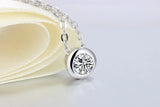 925 Silver Round CZ Pendant Necklace for Women Clear Zirconia Jewelry LN0341