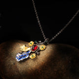 925 Silver Plum Blossom Ruby Pendant Necklace for Women