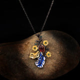 925 Silver Plum Blossom Ruby Pendant Necklace for Women