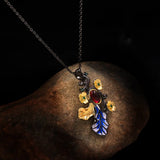 925 Silver Plum Blossom Ruby Pendant Necklace for Women