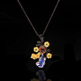 925 Silver Plum Blossom Ruby Pendant Necklace for Women