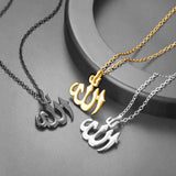 Arabian Islam Rune Pendant Necklace 36L Steel Men Women Religious Amulet Jewelry