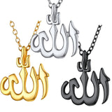 Arabian Islam Rune Pendant Necklace 36L Steel Men Women Religious Amulet Jewelry
