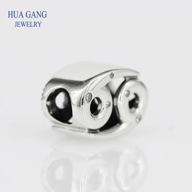 925 Silver Cancer Star Sign Beads Charms for DIY Bracelet Jewelry