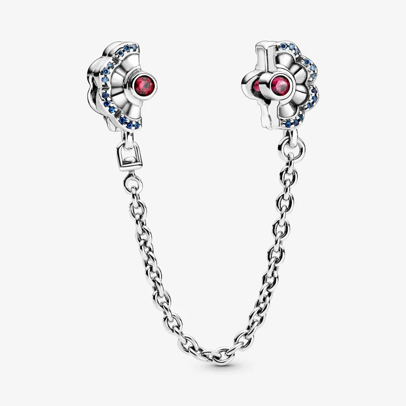 Autumn 925 Sterling Silver & Pink Fan Safety Charms Beads