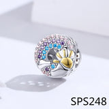 Autumn Collection Silver Mom Baby Owl Beads Charm Bracelet