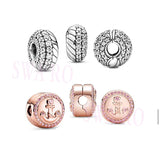 S925 Pave Snake Chain Pattern Rose Sparkling Pink Anchor Clip Bracelet