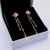 Autumn Pink Fan Stud Earrings 925 Sterling Silver Rose Earring