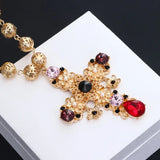 Baroque Cross Holloway Crystal Necklace