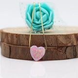 10mm Heart Opal Pendant Necklace 925 Sterling Silver