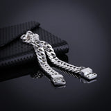 Ancient Silver Bicycle Chain Link Bracelet Men Women 9MM Wide
