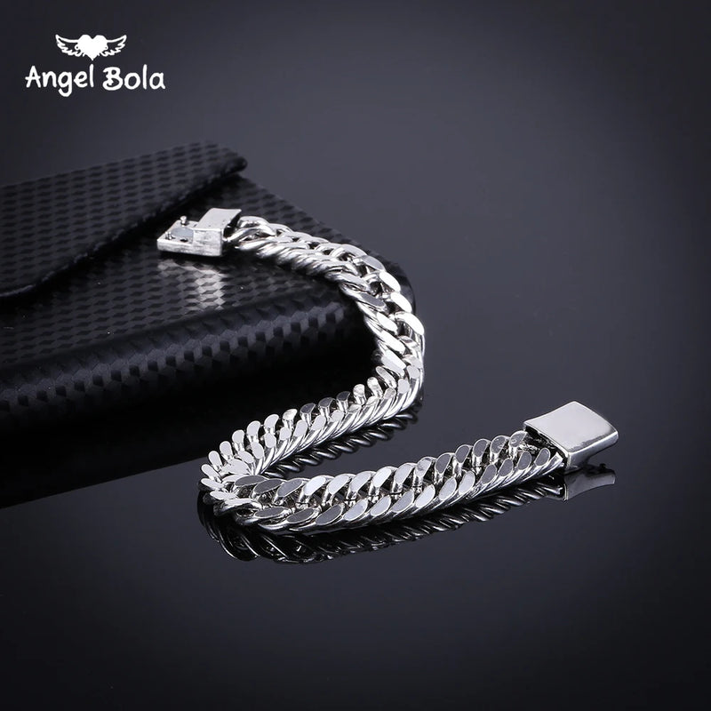 Ancient Silver Bicycle Chain Link Bracelet Men Women 9MM Wide