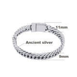 Ancient Silver Bicycle Chain Link Bracelet Men Women 9MM Wide