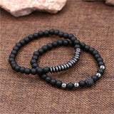 CZ Men Bracelet Set Charm Stone Copper Ball Beaded Bracelets