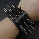 Red Long Rivet Leather Bracelet Men Women Singer Punk Rock Stage