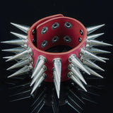 Red Long Rivet Leather Bracelet Men Women Singer Punk Rock Stage