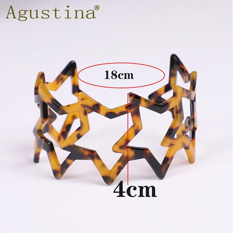 Bohemian Pentagram Bracelet Resin Bangle Cuff Jewelry