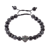 Leopard Head Men Bracelet 8MM Stone Charm Men Jewelry Gift