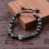 Leopard Head Men Bracelet 8MM Stone Charm Men Jewelry Gift