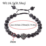 Leopard Head Men Bracelet 8MM Stone Charm Men Jewelry Gift